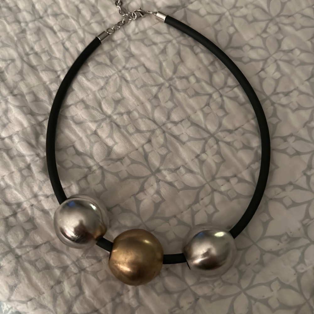 Kyeryong large ball necklace on rubber chain 18”